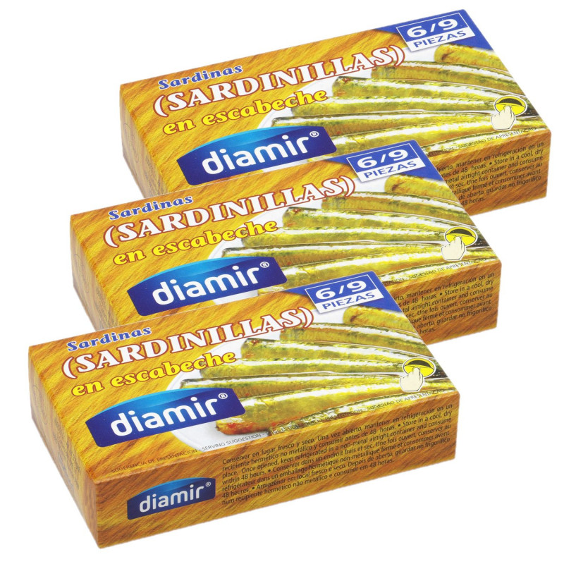 Lot 3x Sardines à l'escabèche - Conserve 90g