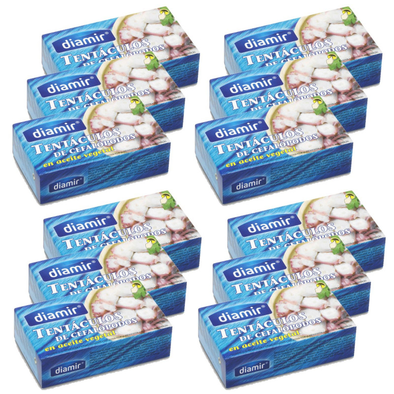 Lot 12x Morceaux d'encornets géants à l'huile - Conserve 111g