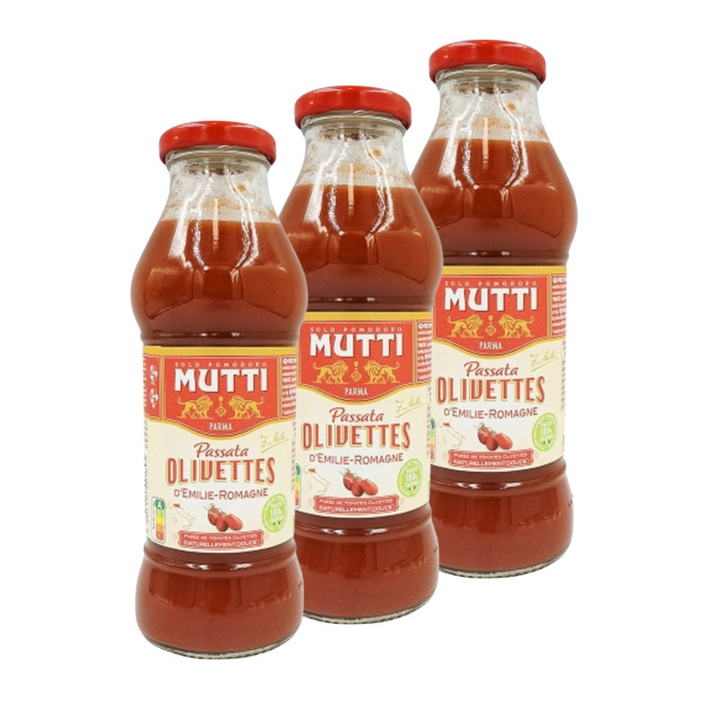 Lot 3x Purée de tomate passata olivettes d'Emilie-Romagne - Bouteille 400g