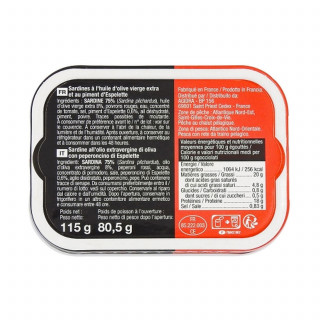 Lot 5x Sardines au piment d'Espelette - Conserve 115g