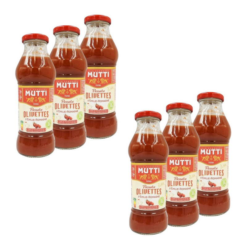 Lot 6x Purée de tomate passata olivettes d'Emilie-Romagne - Bouteille 400g