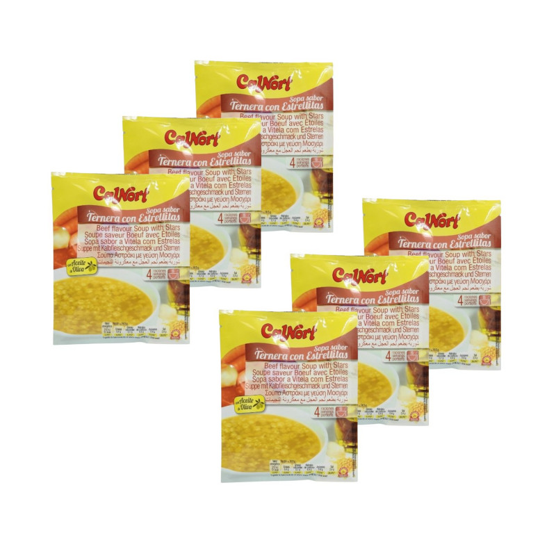Lot 6x Soupe saveur boeuf avec pâtes étoiles - Sachet 66g