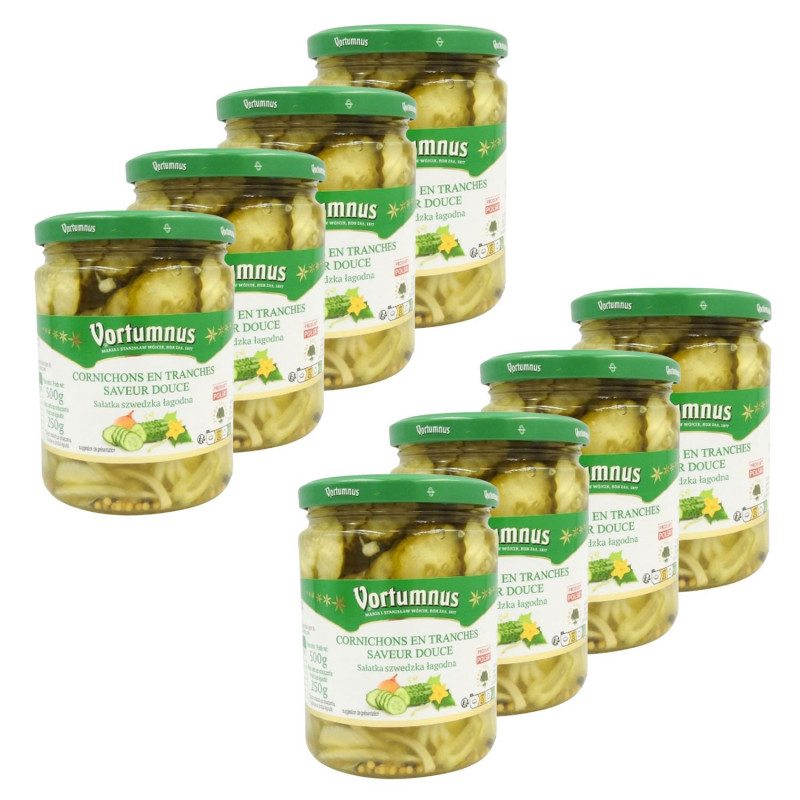 Lot 8x Cornichons aigres-doux en tranches - Bocal 500g