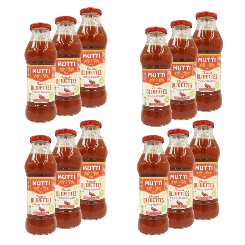 Lot 12x Purée de tomate passata olivettes d'Emilie-Romagne - Bouteille 400g