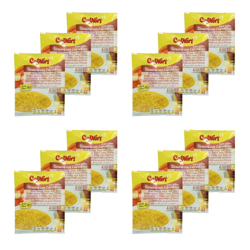 Lot 12x Soupe saveur boeuf avec pâtes étoiles - Sachet 66g