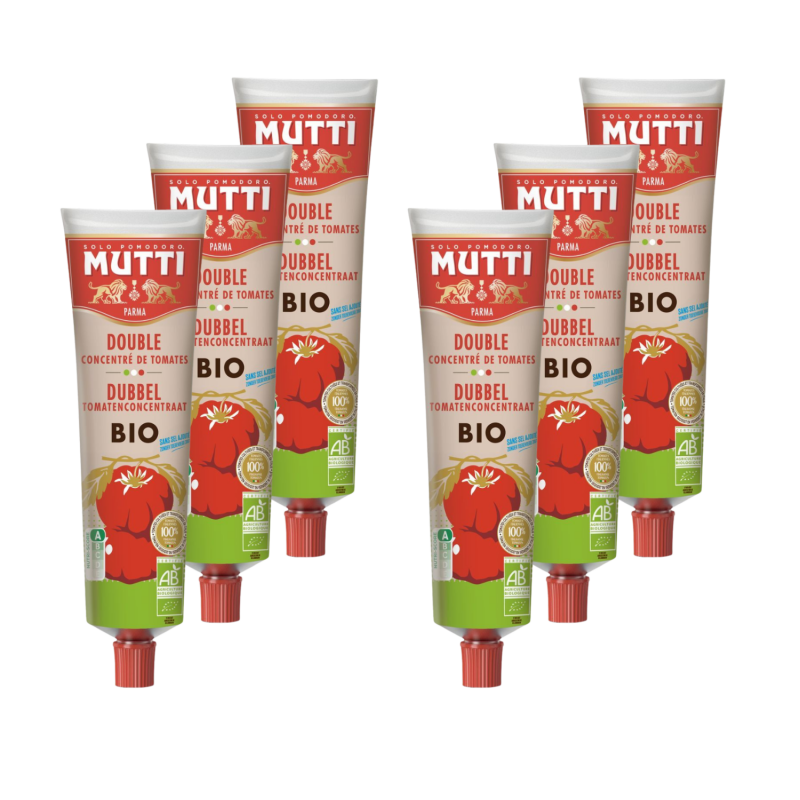 Lot 6x Double concentré de tomates Bio - sans sel ajouté - Tube 185g