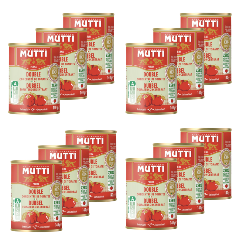 Lot 12x Double concentré de tomates - Zéro résidu de pesticides - Conserve 140g