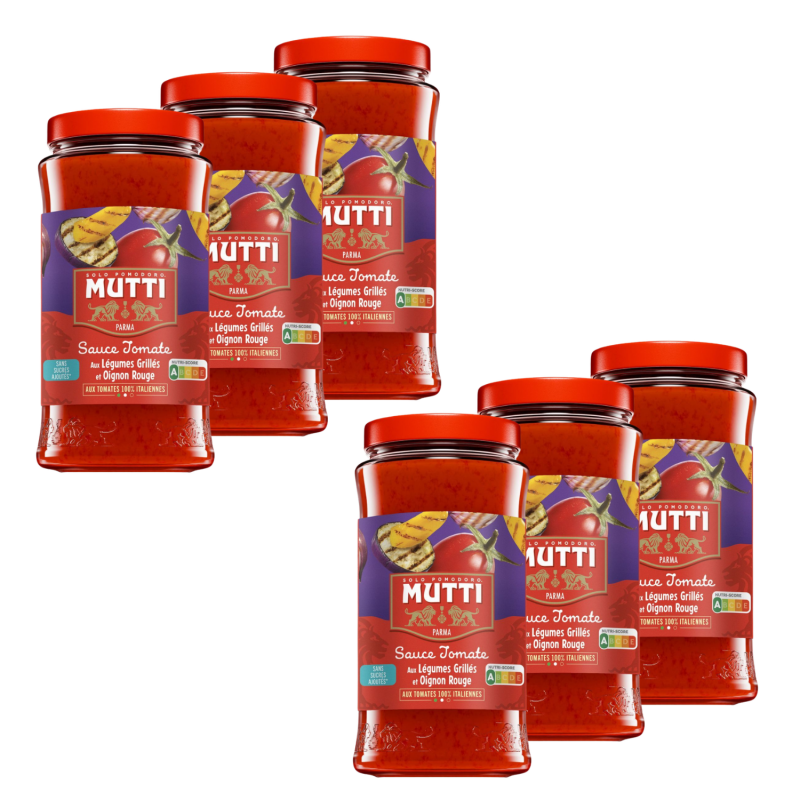 Lot 6x Sauce tomate aux légumes grillées et oignon rouge - Bocal 400g