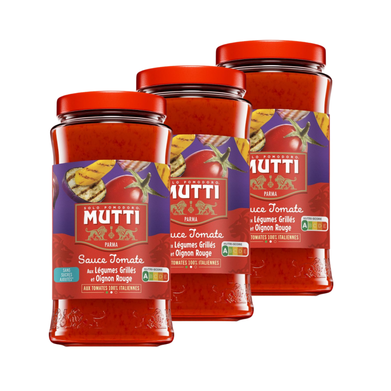 Lot 3x Sauce tomate aux légumes grillées et oignon rouge - Bocal 400g
