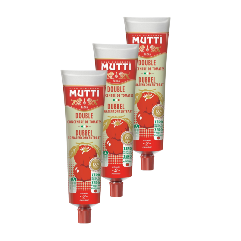 Lot 3x Double concentré de tomates - Zéro résidu de pesticides - Tube 130g