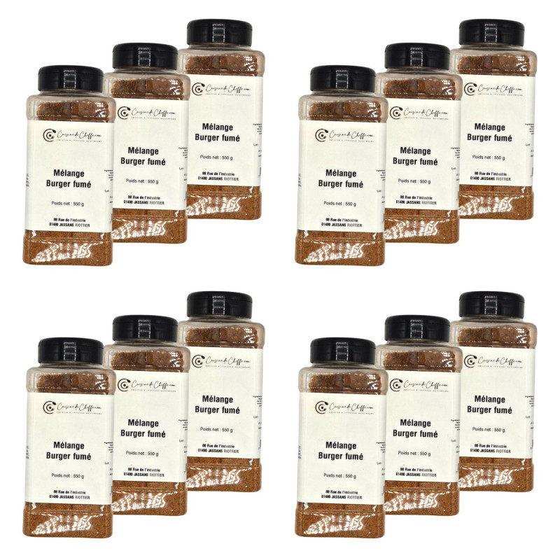 Lot 12x Mélange burger fumé - Pot 550g