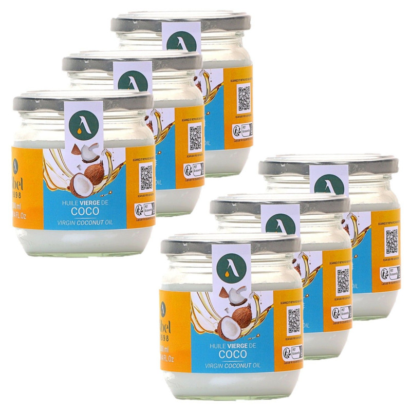 Lot 6x Huile vierge de coco - Pot 300ml