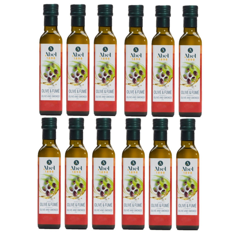 Lot 12x Huile olive et fumé - Bouteille 250ml