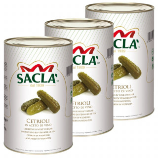 Lot 3x Cornichons conservés au vinaigre de vin - Conserve 4kg