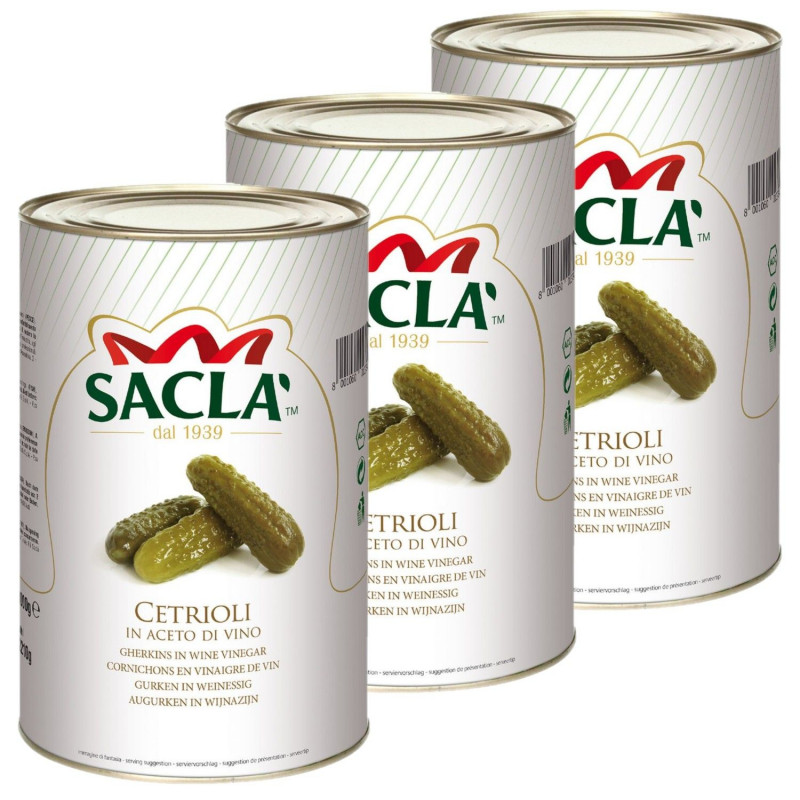 Lot 3x Cornichons conservés au vinaigre de vin - Conserve 4kg