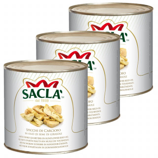 Lot 3x Quartiers d'artichauts en huile de tournesol - Conserve 2,5kg