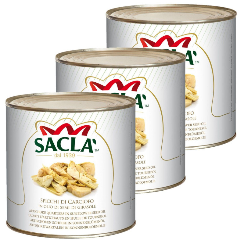 Lot 3x Quartiers d'artichauts en huile de tournesol - Conserve 2,5kg