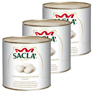 Lot 3x Haricots blancs d'Espagne au naturel - Conserve 2,5kg
