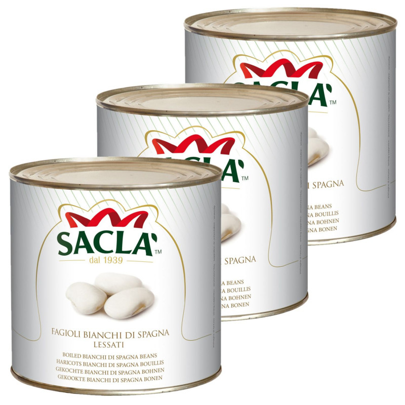 Lot 3x Haricots blancs d'Espagne au naturel - Conserve 2,5kg