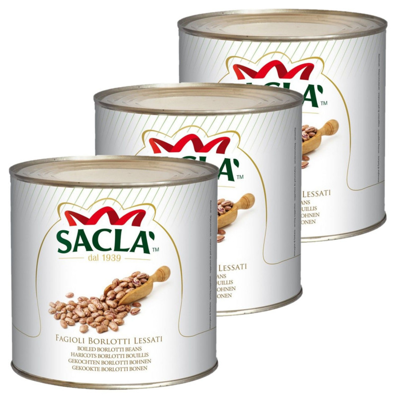 Lot 3x Haricots Borlotti au naturel - Conserve 2,5kg