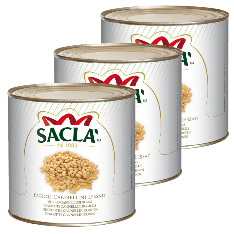 Lot 3x Haricots Cannellini au naturel - Conserve 2,5kg
