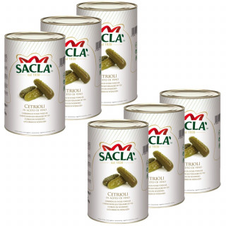 Lot 6x Cornichons conservés au vinaigre de vin - Conserve 4kg