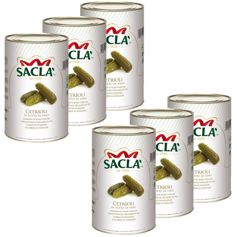 Lot 6x Cornichons conservés au vinaigre de vin - Conserve 4kg
