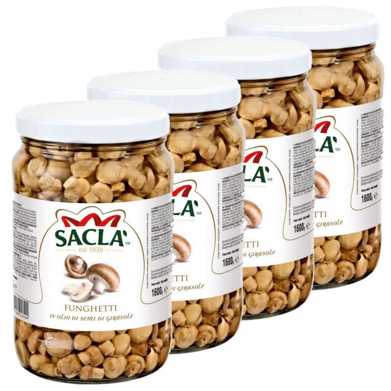 Lot 4x Petits champignons à l'huile de tournesol - Pot 1,6kg