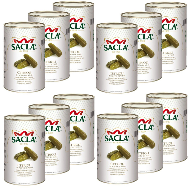 Lot 12x Cornichons conservés au vinaigre de vin - Conserve 4kg