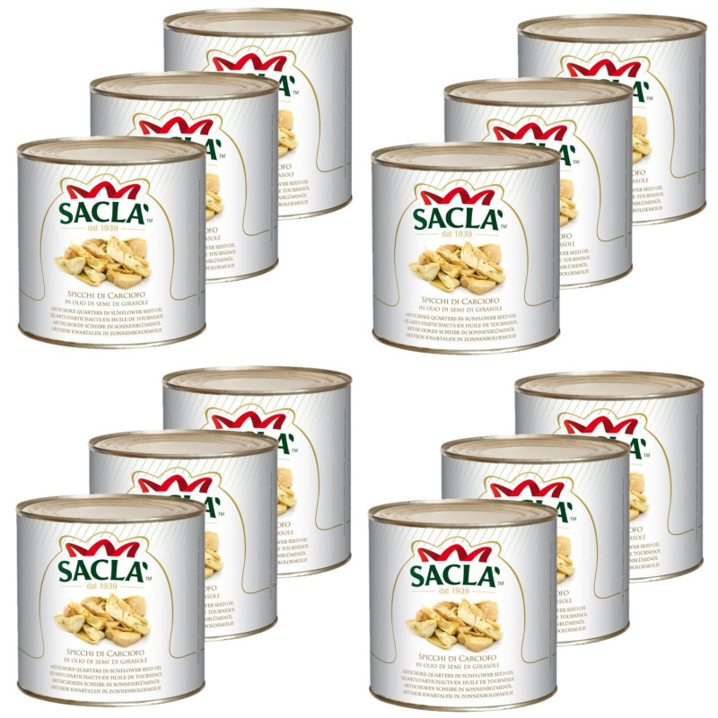 Lot 12x Quartiers d'artichauts en huile de tournesol - Conserve 2,5kg