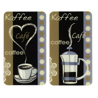2 Couvre-plaques universel Arome du café - 52 x 30 cm - Multicolore