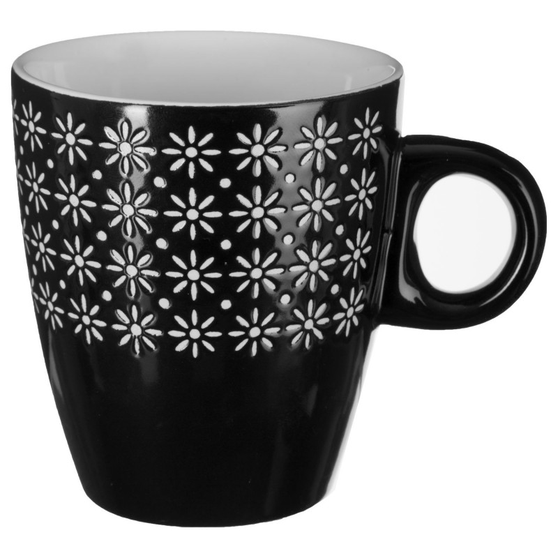 Mug design fleur Ethnik - 190 ml - Noir