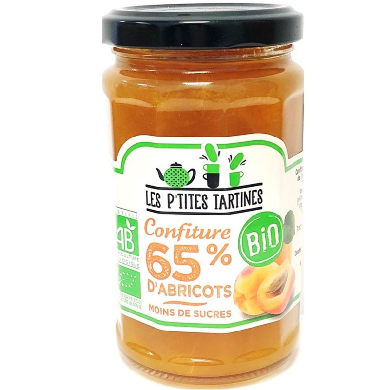 Confiture abricot  65% Bio - Les P'tites Tartines - pot 255g