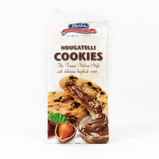 Cookies pépite chocolat fourrage noisette - Merba Nougatelli - paquet 200g