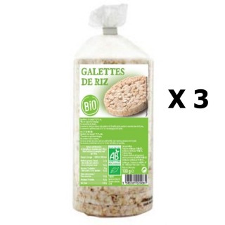 Lot 3x Galettes de riz complet BIO - Agidra - paquet 100g