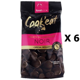 Lot 6x Palets de chocolat noir - spécial dessert - Cook'eat - sachet 200g