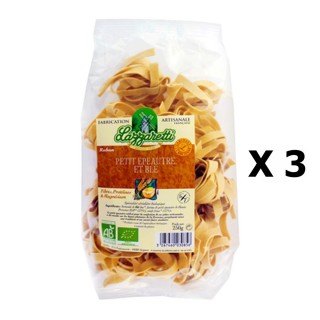 Lot 3x Pâtes ruban petit épeautre et blé BIO - Lazzaretti - paquet 250g