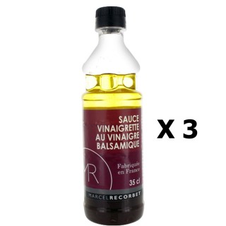 Lot 3x Sauce vinaigrette au vinaigre balsamique - Fabriquée en France - MR - Bouteille 350ml