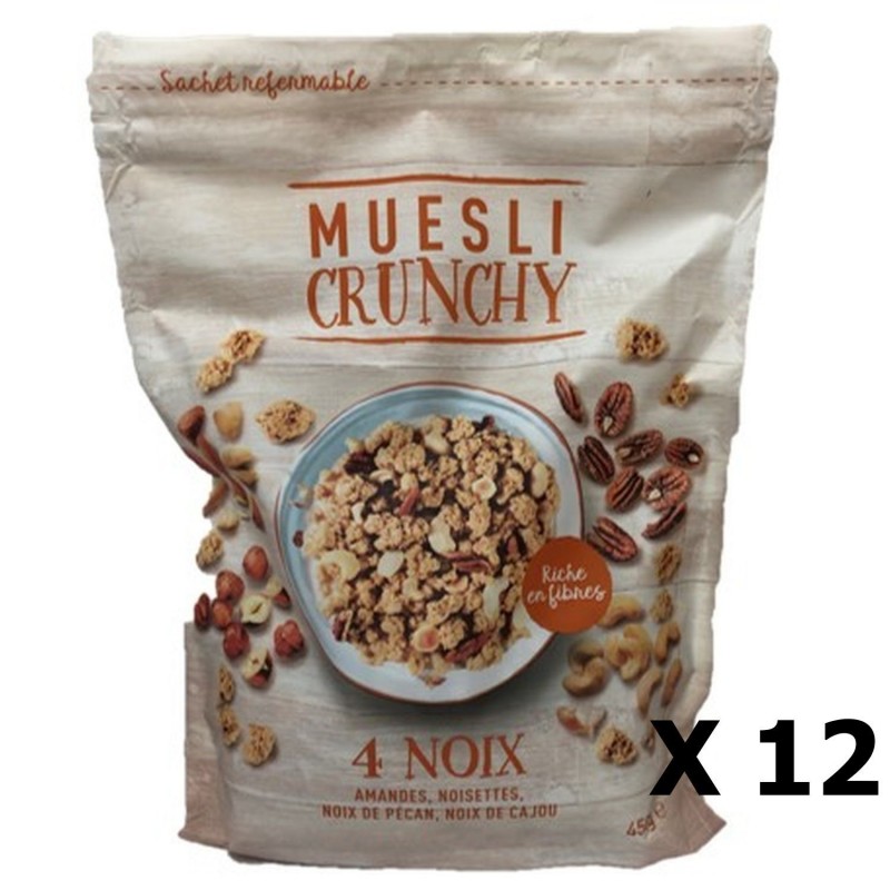 Achat Muesli protéiné - Croquant aux noix à faible teneur en sucre (400g)  en gros