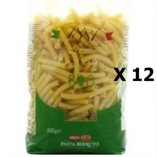 Lot 12x Pâtes italiennes Maccaroni BIO - 1881 Pasta Berruto - paquet 500g