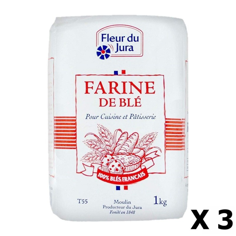 Lot 3x Farine T55 blé tendre 100% français - Fleur du Jura