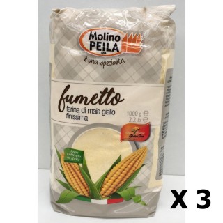 Lot 3x Farine de maïs très fine SANS GLUTEN - Italie - Molino Peila - paquet 1kg