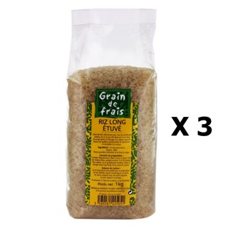 Lot 3x Riz long étuvé - Grain de Frais - paquet 1kg