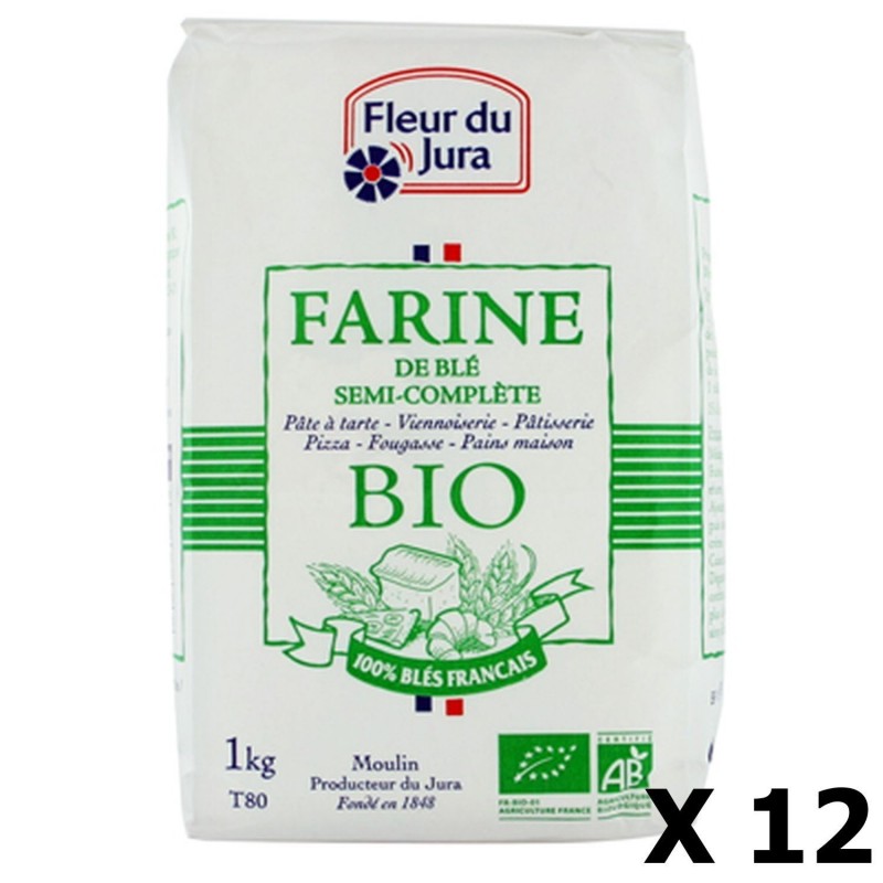 Lot 3x Farine T55 blé tendre 100% français - Fleur du Jura - paquet 1kg