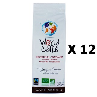 Lot 12x Café moulu BIO Honduras / Tanzanie - World Café Jacques Chapuis - paquet 250g