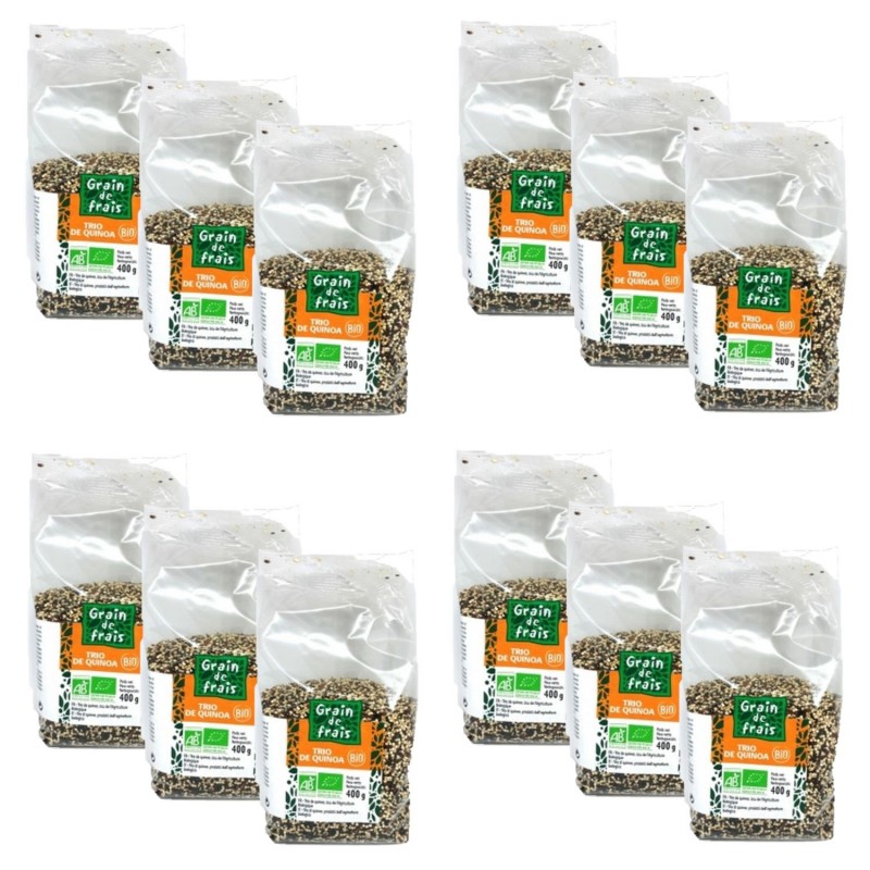 Lot 12x Trio de quinoa BIO - Grain de Frais - paquet 400g