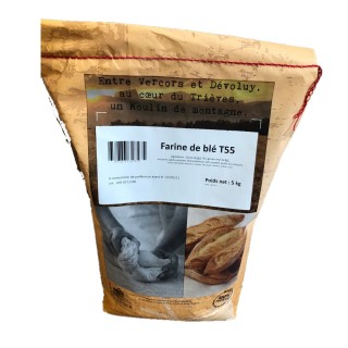Farine T55 de blé 100% français - Minoterie du Trièves - sac 5Kg