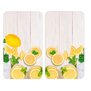 2 Couvre-plaques universel design Citrons - 30 x 52 cm - Jaune