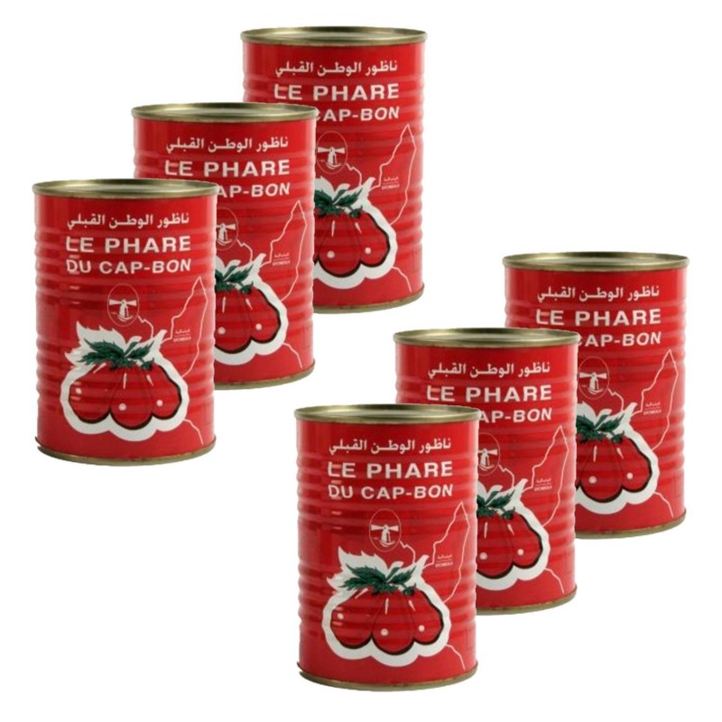 Lot 6x Double concentré de tomate - Le Phare du Cap Bon - conserve 400g (1/2)