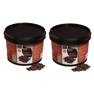 Lot 2x Chocolat de couverture noir 56% de cacao - Brakes Select - seau 2,5kg